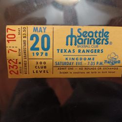 Seattle Mariners Ticket May Of "78 Vs. Texas Rangers