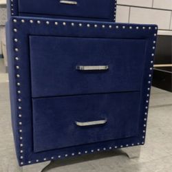 BLUE VELVET upholstered nightstand 💙💙 FAST DELIVERY!! 🚚 