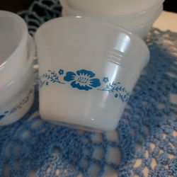 Vtg MCM Set Of 7 Termocrisa Milk Glass Ramekin/Custard Cups