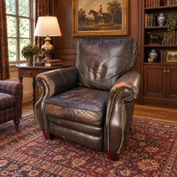 Bernhardt Brown Leather Chair with Nailhead Trim