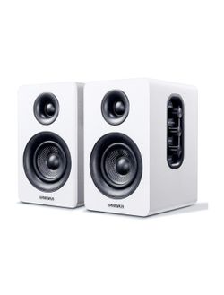 Sanyun SW208 3" Active Bluetooth 5.0 Bookshelf Speakers, Built-in 24bit DAC 60W Carbon Fiber Speaker, USB and 3.5mm  (Pair, White) Retails $69.99