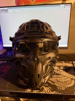Airsoft helmet with fan and headset/mic
