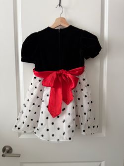 Girls Velvet Polka Dot Party Dress Size 6