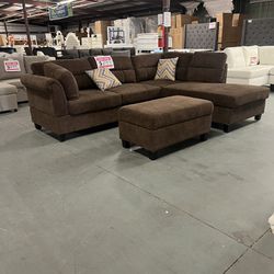 Sectional Brown With Ottoman Finance Delivery Avaliable 