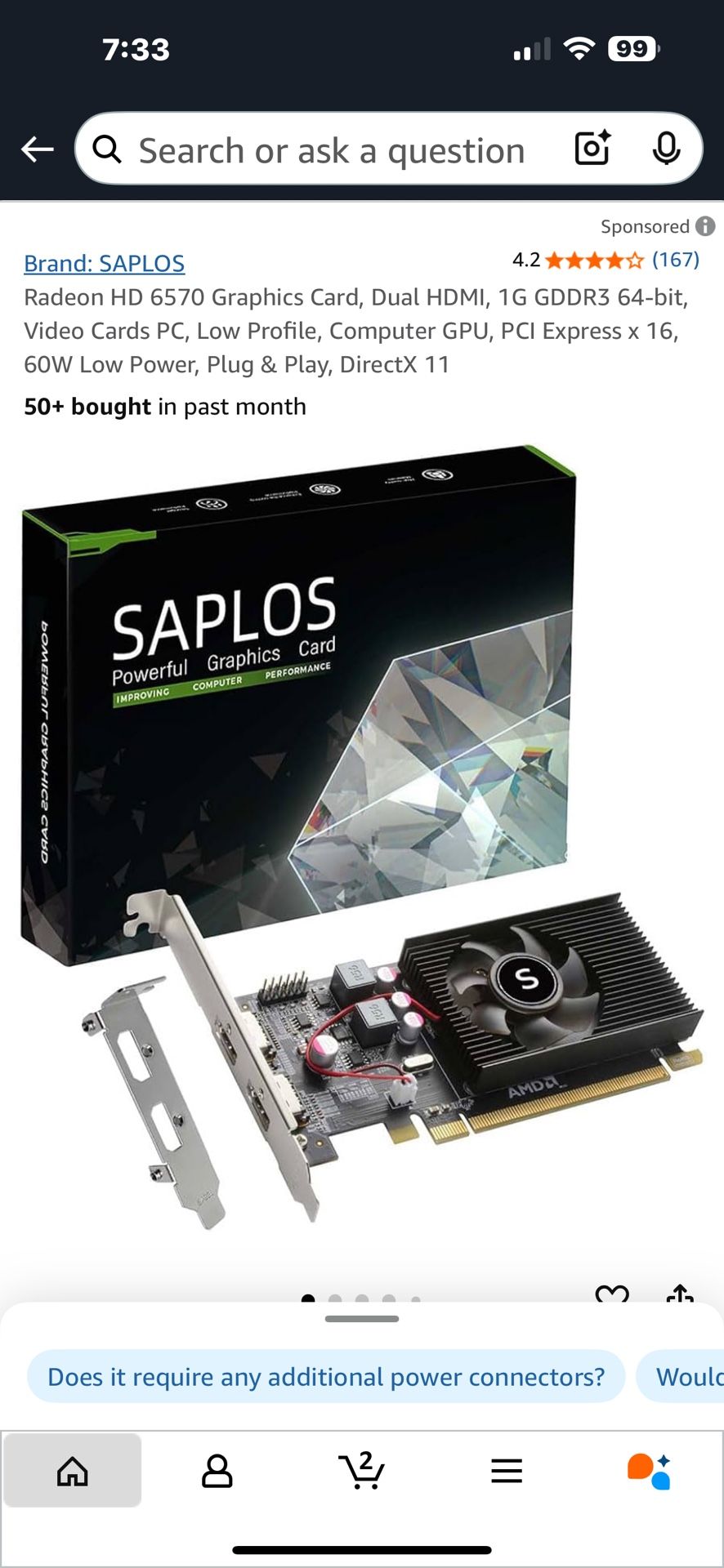 Saplos Graphics Card (HD 6570) - $30