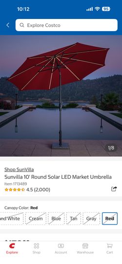 SunVilla 10' Round Solar LED Market Umbrella