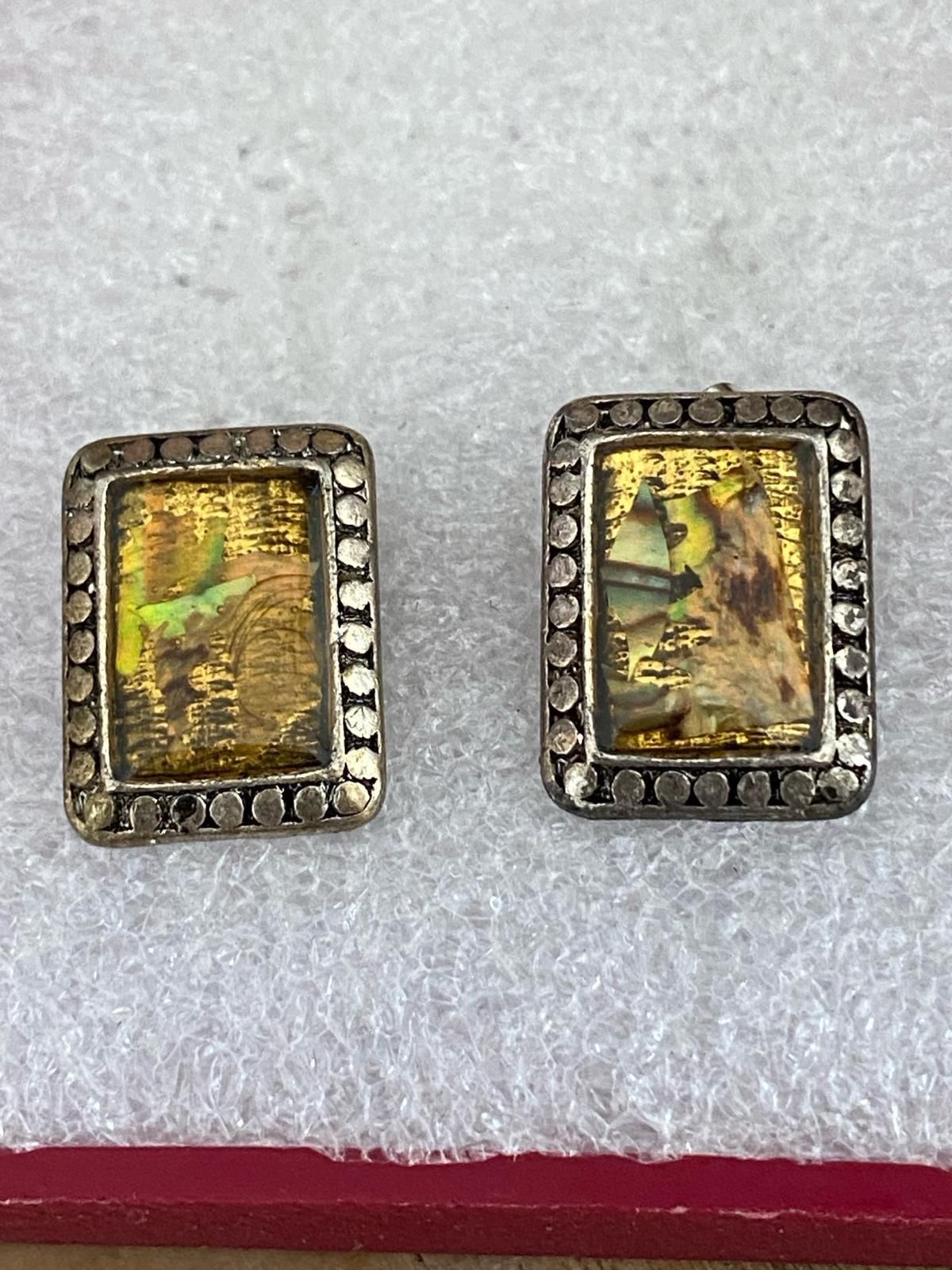 Aretes Stainless Nácar Joyería Antigua 