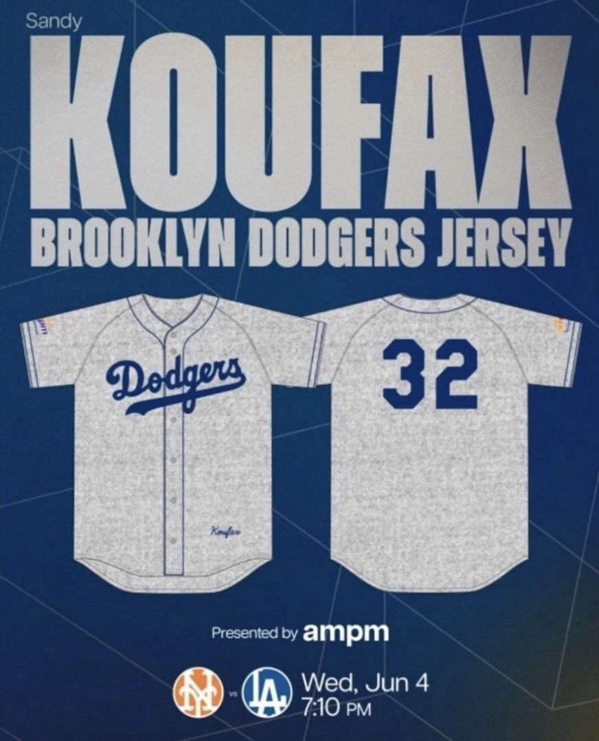 Dodgers Sandy Koufax Jersey Xl