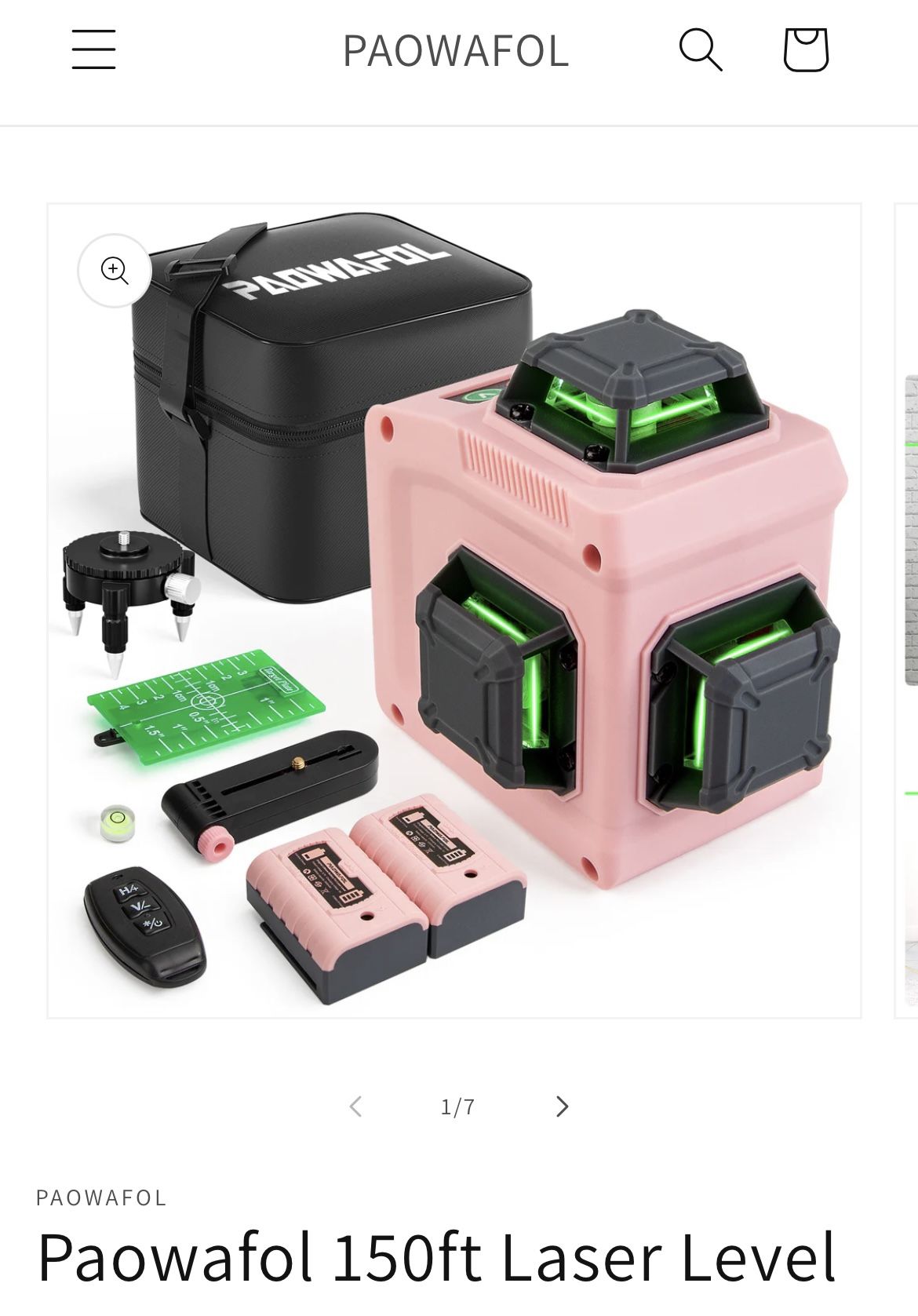 150ft Laser Level, Paowafol 3x360° Cross Line for Construction and Picture Hanging, 12 Green Lasers with Self-leveling, Vertical & Horizontal Line, Le