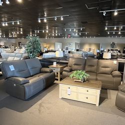 Grey Power Reclining Sofa And Loveseat