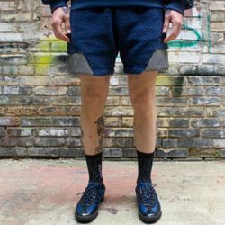 Adidas Men's X Blondy Sherpa Mineral Blue Shorts- Medium 