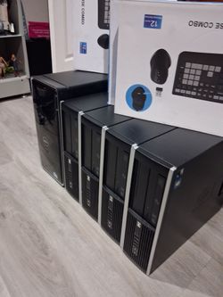 Selling these 5 Desktop Computers Windows 10.  Good condition. asking 200  for everything,  or 50 each.

-  1  Hp desktop computer.
 Windows 10.   
AM