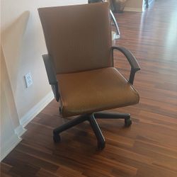 Computer Chair Brown Leather With Design Adjustable 
