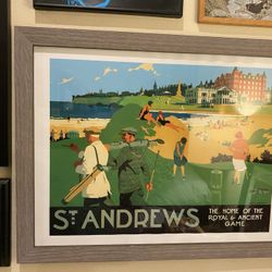 Vintage Style Print In Glass Frame