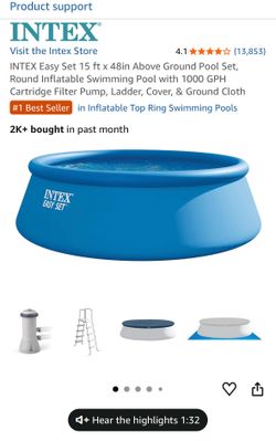15’ Intex pool gently used