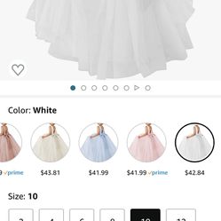 MCieloLuna Flower Girls Satin Tulle Princess Pageant Dress for Wedding Kids Pearls Prom Ball Gowns with Bow-Knot Sz 10