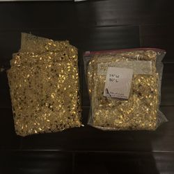 Gold Sequin Fabric Overlay