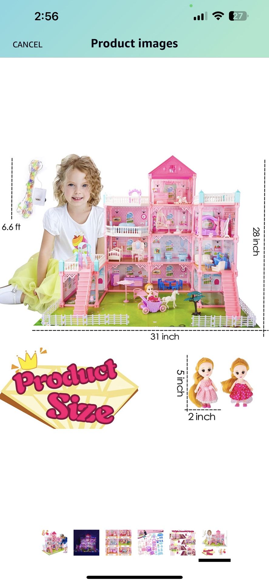 Doll House Toys for 2 3 4 5 6 7 Year Old Girls, Princess Dream House Toys with Doll & Doll Furniture Toys for Girls Gift
