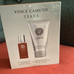 Vince Camuto Terra Men’s Eau de Toilette Spray & Body wash Gift Set New
