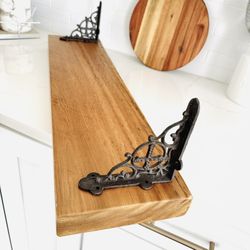 Wall Cedar Wood Shelve(New) with Black Metal Brackets L31/D8/wood thick 2inch  Brackets 5.5/5 $45