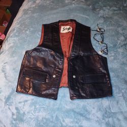 Men's Black Leather Vest..Size Is Large Made By Schott N.Y.