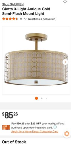 Safavieh Giotta 3-Light Semi-Flush Ceiling Light