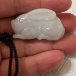 Certified  A Grade  Jade  Carved  Rabbit  Pendant 
