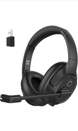 Auriculares Bluetooth para PC, auriculares inalámbricos para computadora con micrófono de cancelación de ruido ambiental alimentado por IA y dongle US