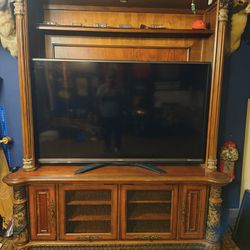 AICO Furniture - Villa Valencia  Entertainment Base and Hutch 76" Wide by 92" Tall. 24" Depth