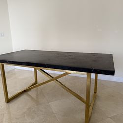 Luxury Black Marble & Gold Dining Table