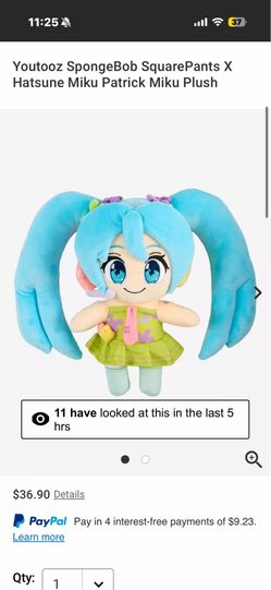 NWT Hatsune Miku SpongeBob Patrick Star Collab Plush