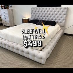 Queen Size Bed Frame With Pillow Top Mattress Included 