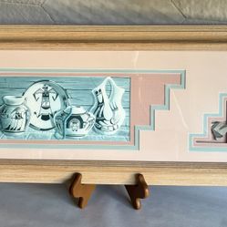 Custom Framed Pastel Southwestern Art Piece 