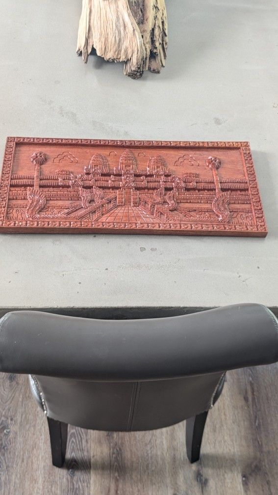 Cambodian Ankor Wat Carved Relief Wood Panel,All Products : American Fashion Style Bags On Sale