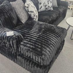 AP- Black Corduroy Sectional/ Fast Delivery - Financing 