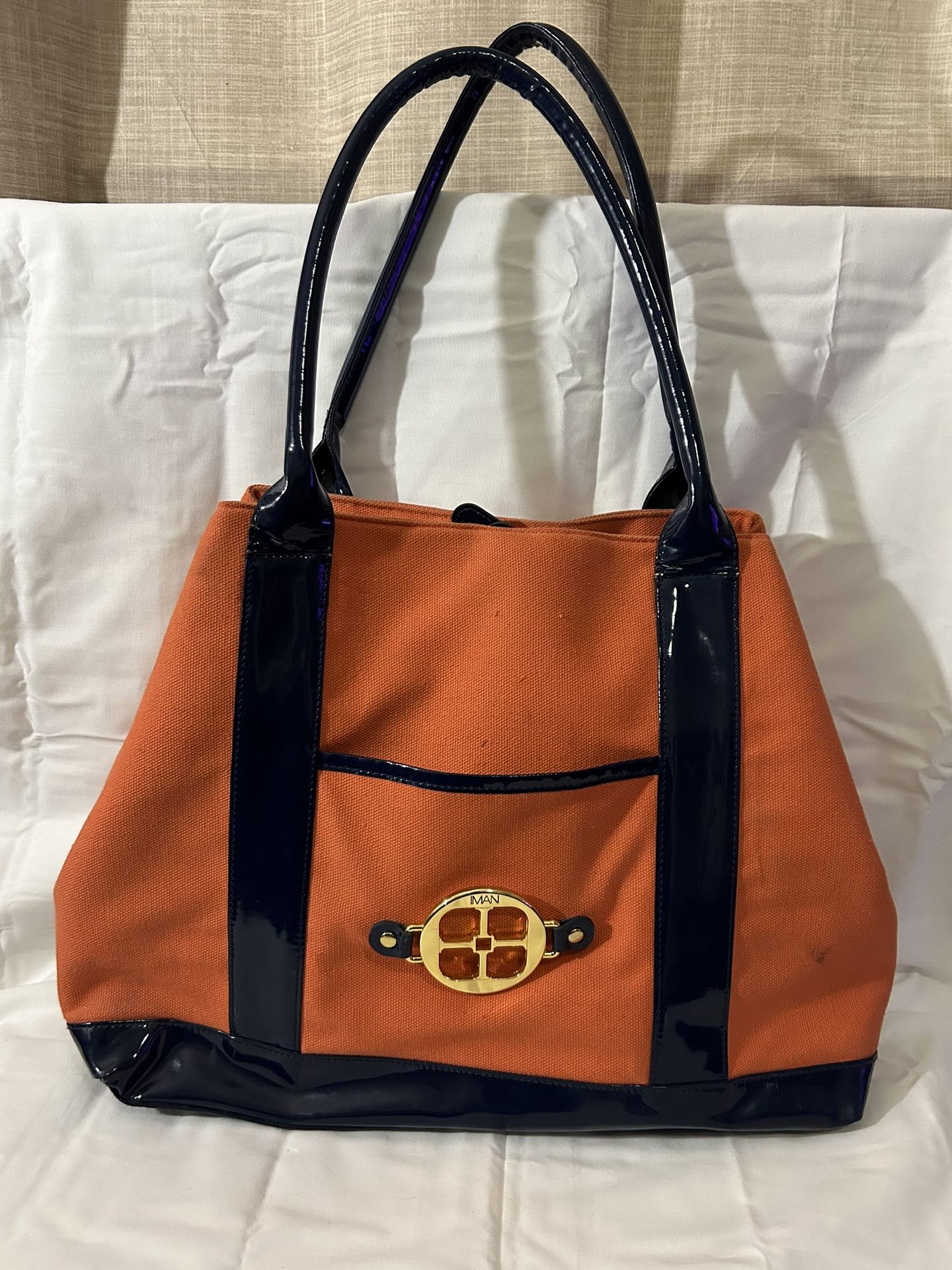 Vtg. Iman Patent Leather Handbag 