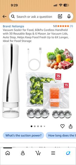 Neliangia Cordless Handheld Vacuum Sealer with Bags