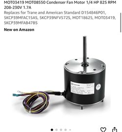 Zynovate Condenser Fan Motor 1/4 HP 825 RPM