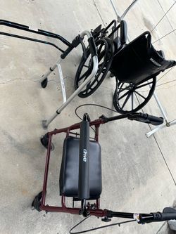Manual wheel chair and 2 walkers for $80