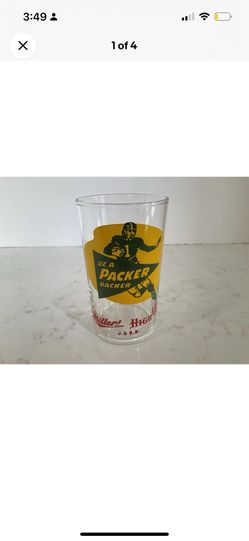 1950s green bay packer miller glass cup