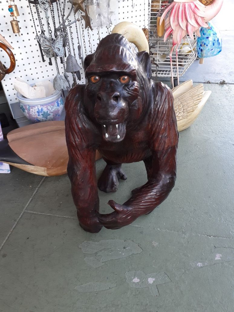 really cool large leather gorilla statue