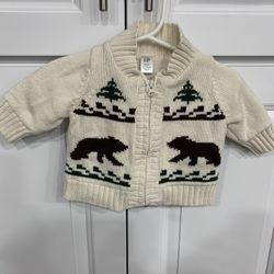 Infant Boys Baby GAP Zip Up Sweater Size 0-3M