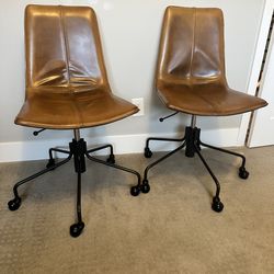 West Elm Sloan Leather Office Chairs – Cognac (2 Available)