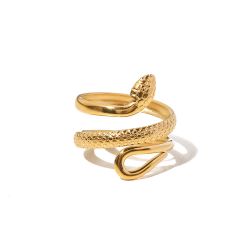 Pvd Coated Gold Plated 18K Snake 304 Stainless Steel Waterproof Non Tarnish Ring
