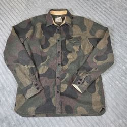 Burton Durable Goods Farrel wool blend shirt jacket in a classic woodland camouflage pattern