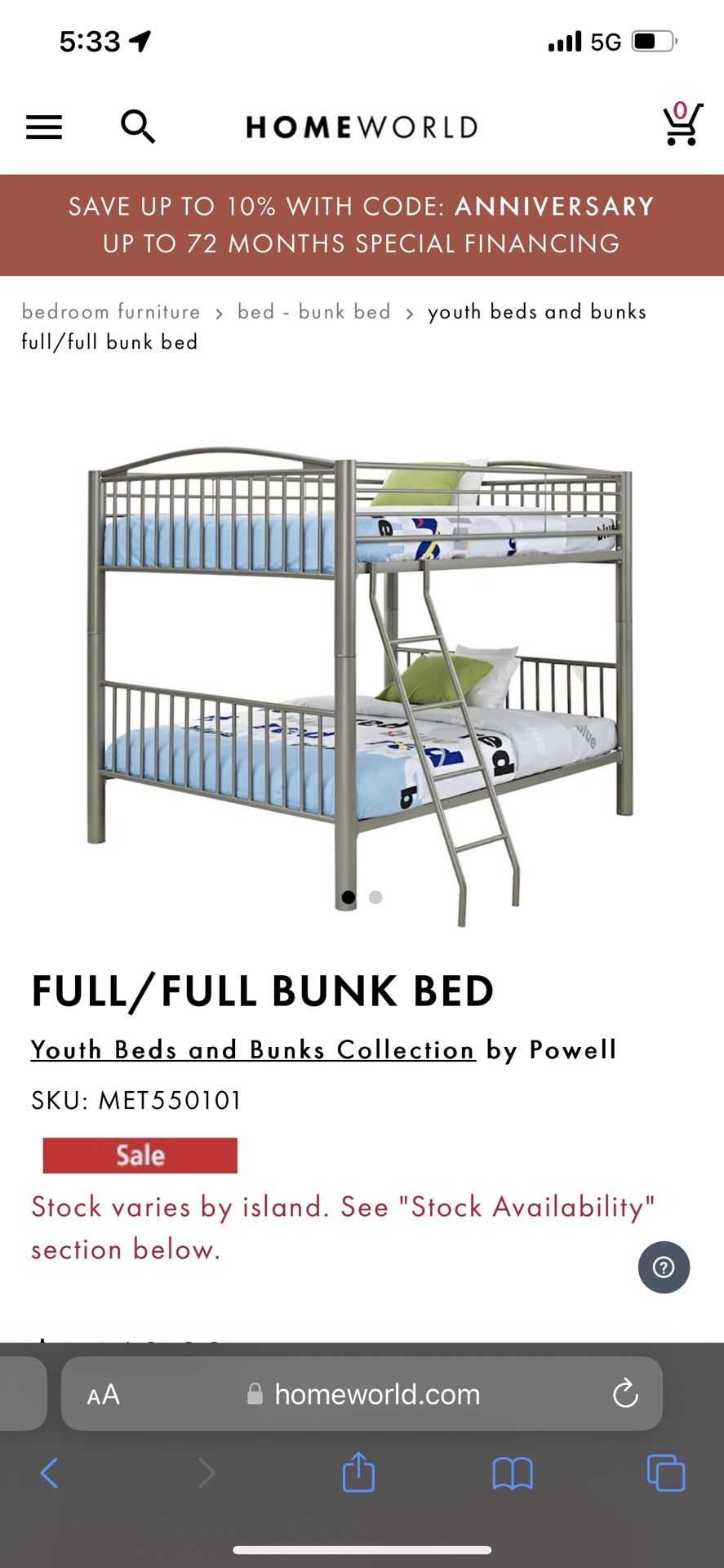 Double Full Bunk Bed 
