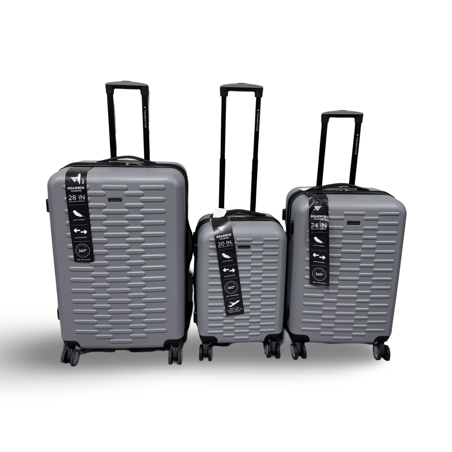 Travelers Club 3-Pc. Shannon Spinner Expandable Luggage Set - Sharkskin