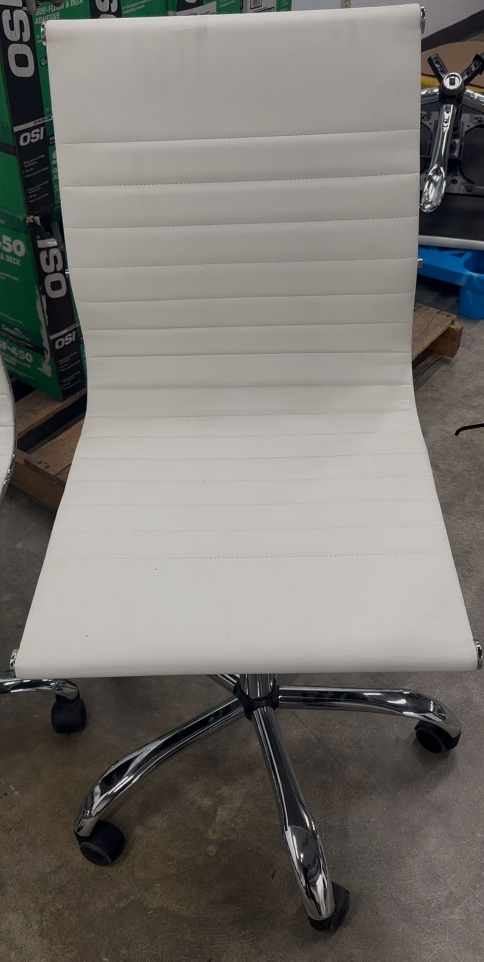 Read Comments - Comfortable White Adjustable Rolling Desk Chair w/ New Armrest.