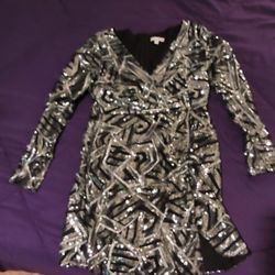 Christmas Shiny Black/Silver Dress Size Medium 