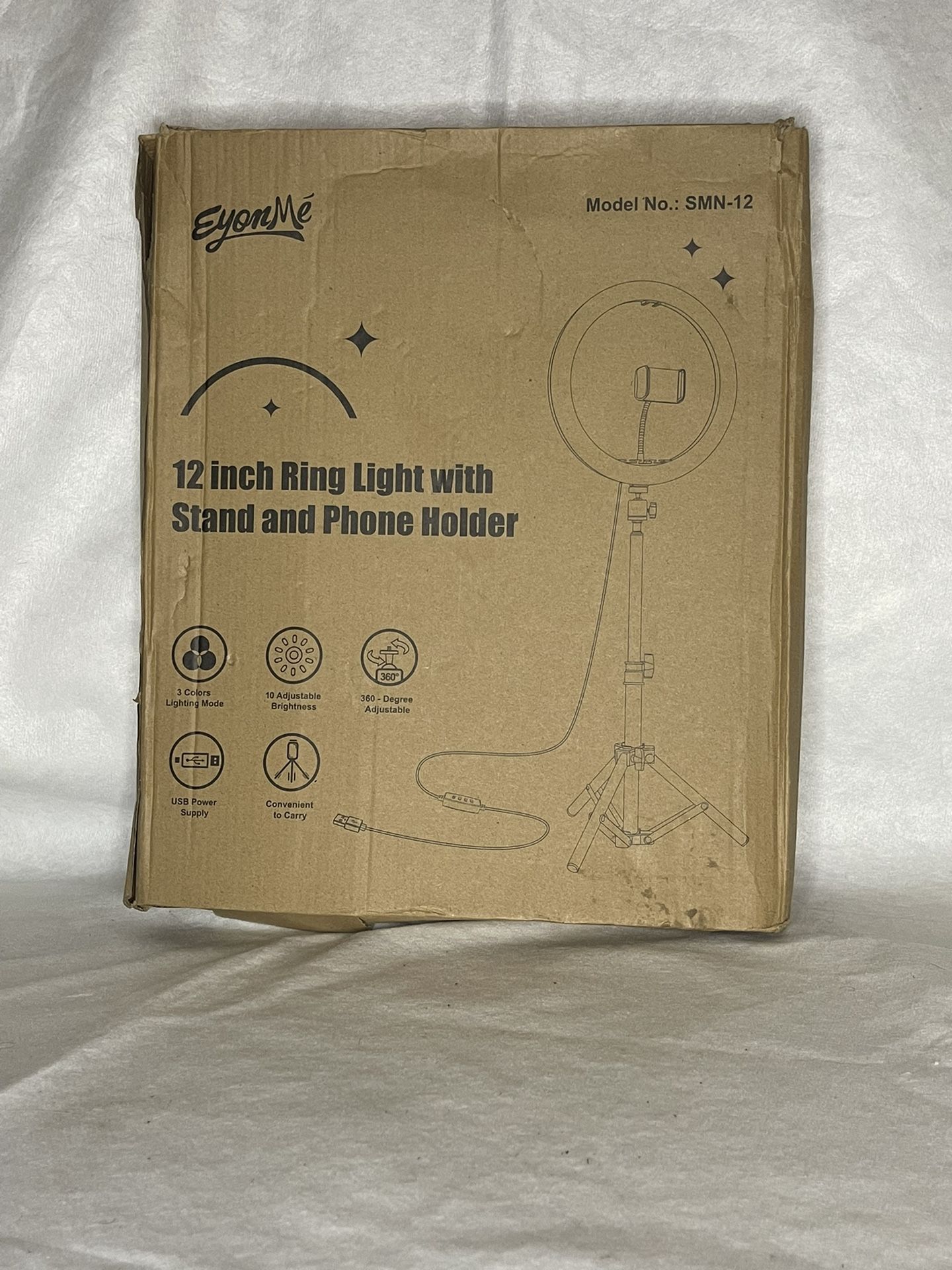 12" LED Selfie Ring Light with Tripod Stand and Phone Holder for iPhone Android, Circle Camera Halo Ringlight for Video Recording/Makeup/Live Stream,